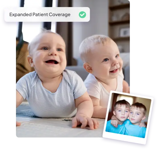 collage image of twin caucasian baby boys