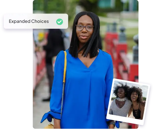 collage image of black woman in a graduation cap and gown with an smaller image of her two daughters